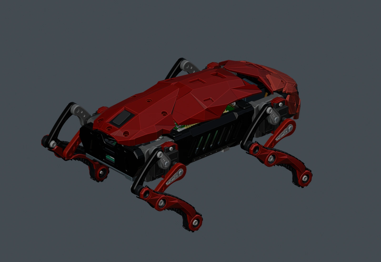 Blender rear view of the shell, switch opening, and leg linkages