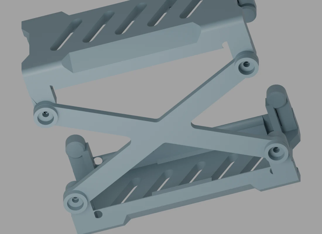 Reinforced center-support roots and recessed fastener seats in the temporary X brace.